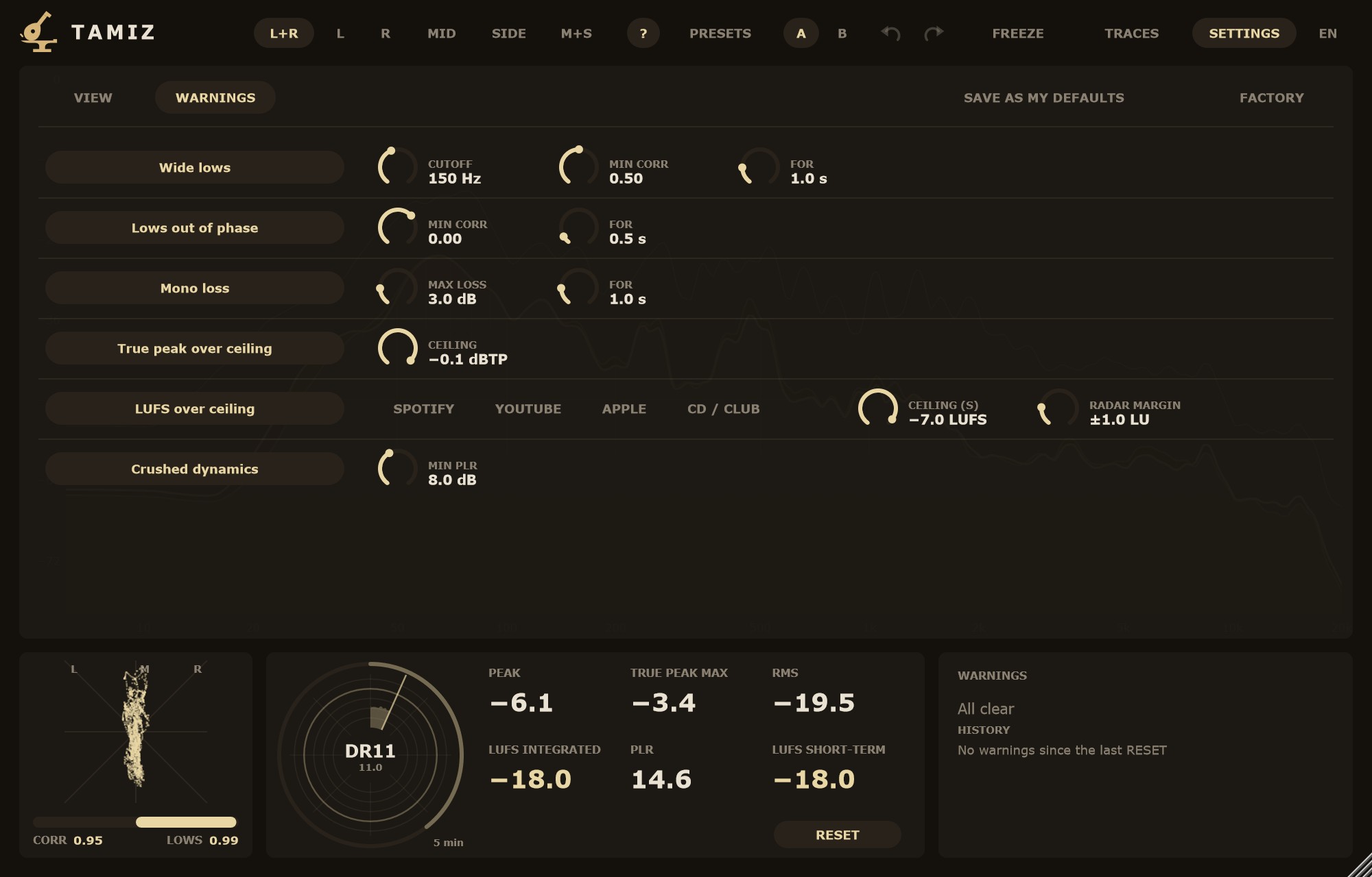 SETTINGS › WARNINGS.